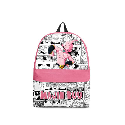 Dragon Ball Backpack Majin Buu Graphic Manga Pattern Backpacks White Pink