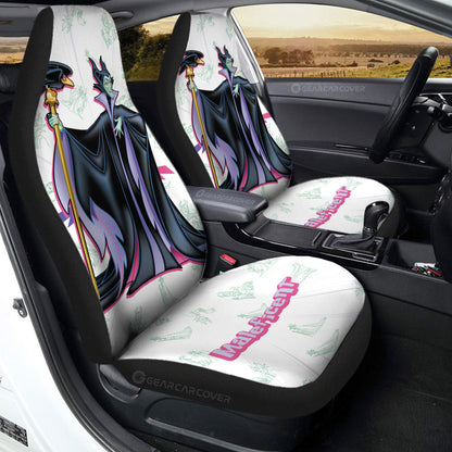Maleficent Car Seat Covers DN Villain Maleficent Graphic Patten Seat Covers White Purple