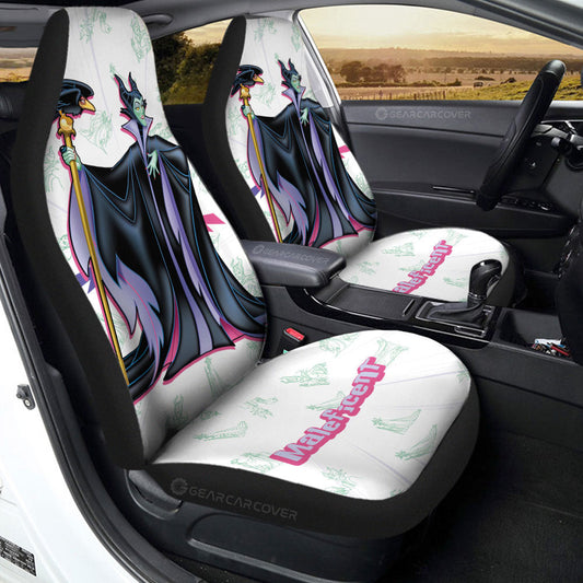 Maleficent Car Seat Covers DN Villain Maleficent Graphic Patten Seat Covers White Purple