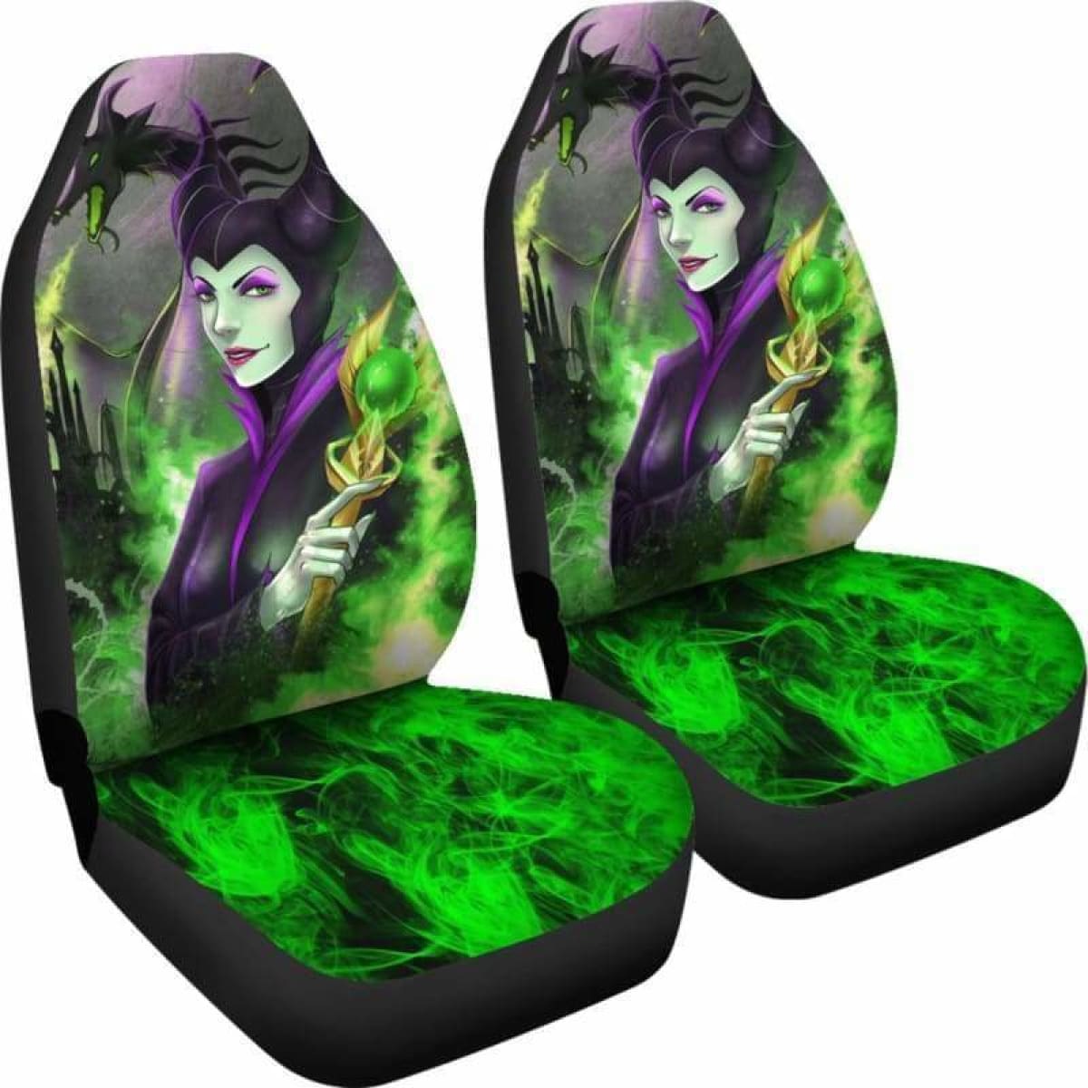 Maleficent Car Seat Covers DN Villain Maleficent Graphic Seat Covers Green