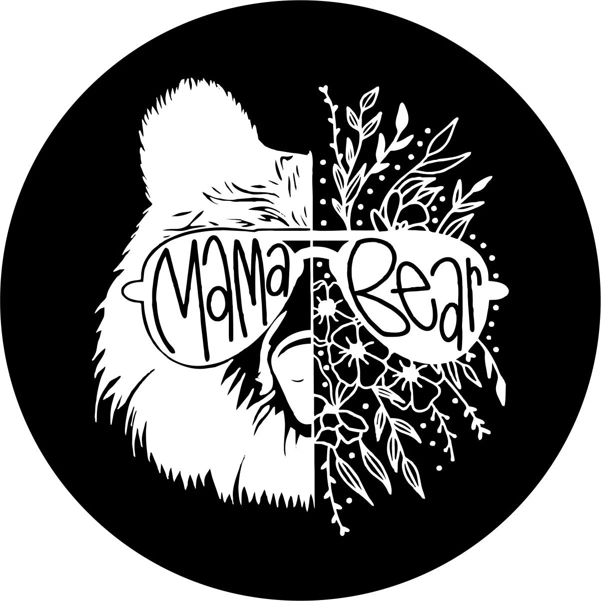 Bear Spare Tire Cover Mama Bear And Florals Sunglasses Tire Covers Black White