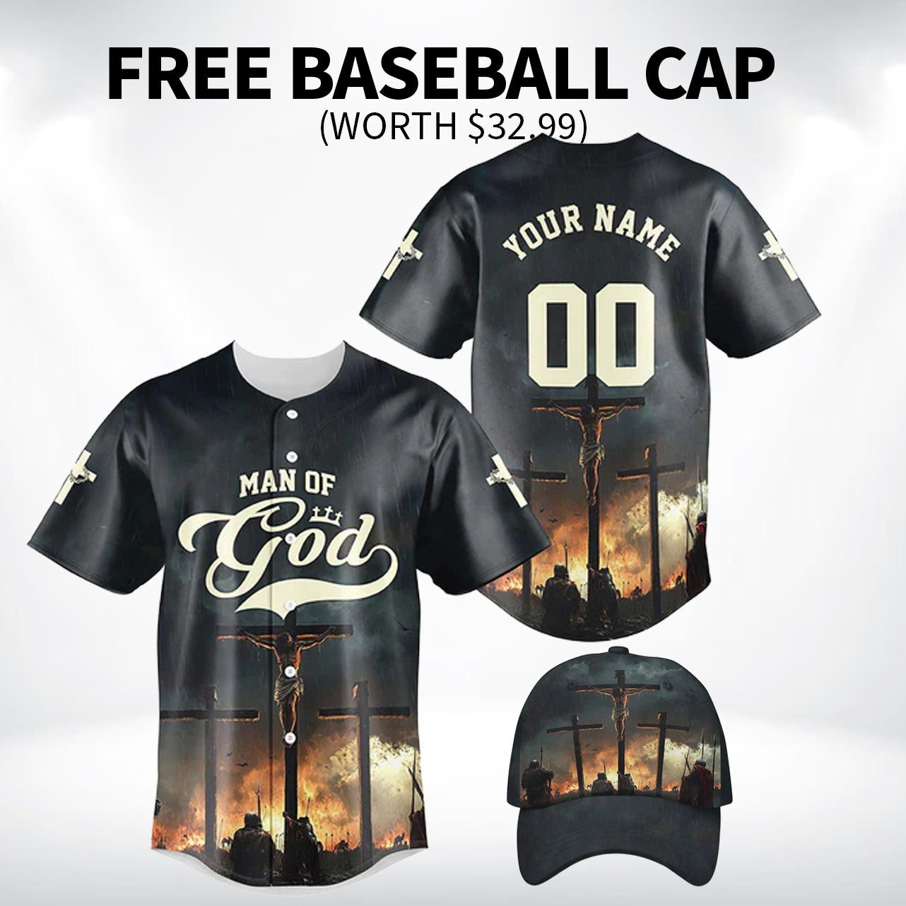 Man Of God Cross Baseball Jersey Bundle
