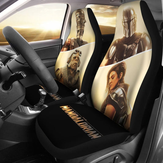 SW Car Seat Covers Mandalorian IG 88 Cara Kuiil Characters Seat Covers Brown