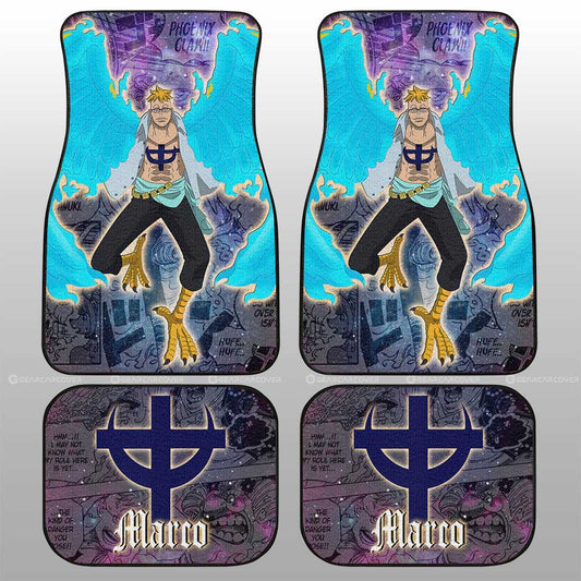 One Piece Car Mats Marco Manga Pattern Jolly Roger Symbol Galaxy Car Floor Mats Purple Blue