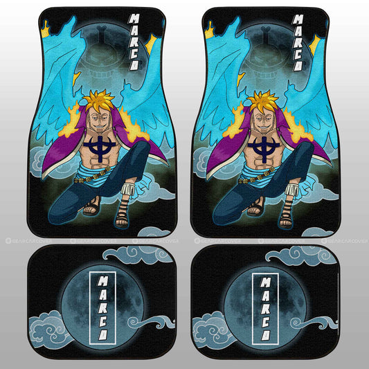 One Piece Car Mats Marco Graphic Cloud And Moon Pattern Car Floor Mats Black Blue