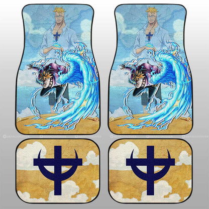 One Piece Car Mats Young Marco Graphic Jolly Roger Symbol Car Floor Mats Blue Yellow