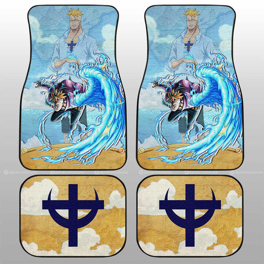 One Piece Car Mats Young Marco Graphic Jolly Roger Symbol Car Floor Mats Blue Yellow