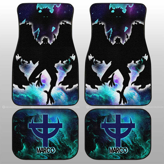 One Piece Car Mats Marco Silhouette Jolly Roger Symbol Car Floor Mats Black Blue