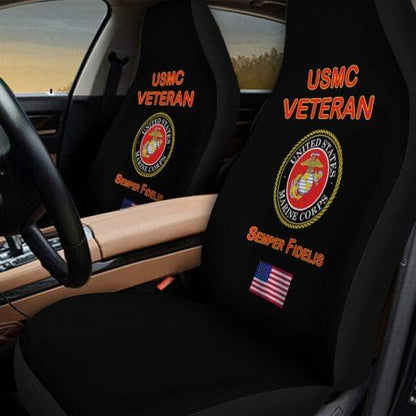 Veteran Car Seat Covers USMC Veteran Semper Fidelis Seat Covers Black