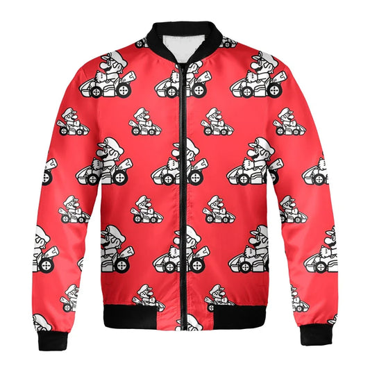 Mario Bomber Jacket Mario Kart Game Pattern Bomber Red Unisex