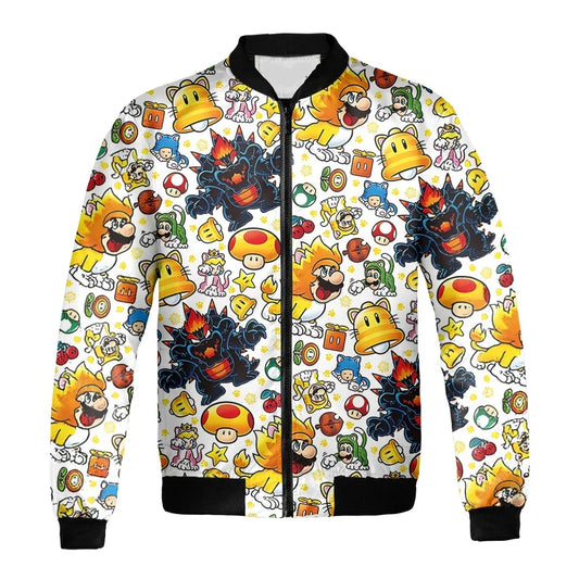 Mario Bomber Jacket Animal Form All Characters Bomber Colorful Unisex