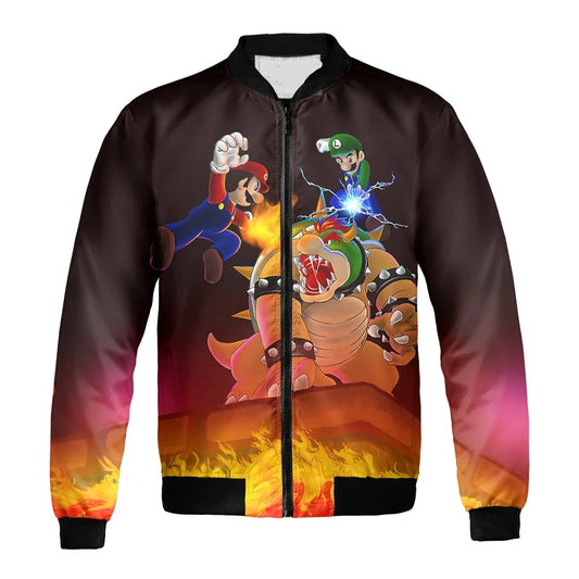 Mario Bomber Jacket Mario And Luigi Fight Bowser Bomber Colorful Unisex