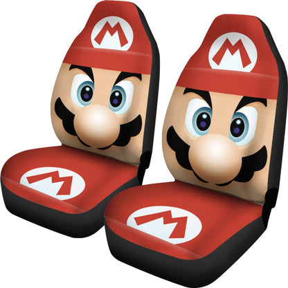 Mario Car Seat Covers Super Mario Face Cosplay Seat Covers Red