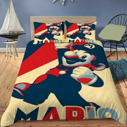 Mario Bedding Set Mario Jumping Vintage Style Duvet Covers Colorful Unique Gift