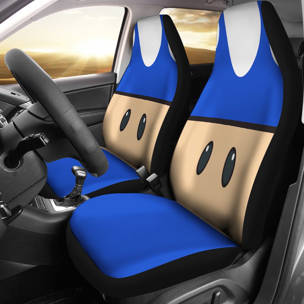 Mario Car Seat Covers Super Mario Mini Mushroom Cosplay Seat Covers Blue