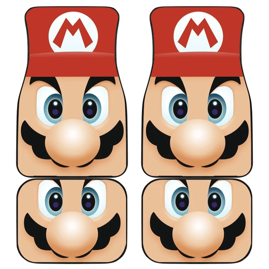 Mario Car Mats Game Character Mario Face Details Pattern 3d Style Car Floor Mats Red