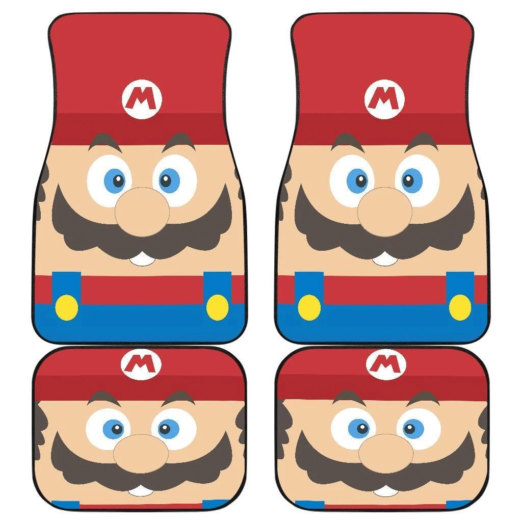 Mario Car Mats Game Character Mario Face Details Pattern Car Floor Mats Red