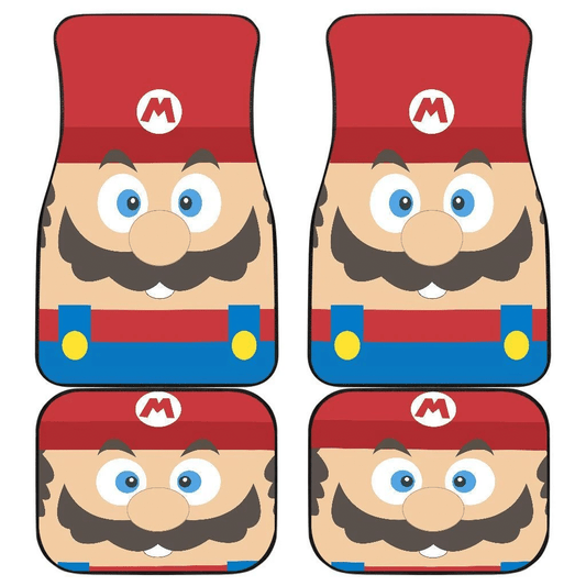 Mario Car Mats Game Character Mario Face Details Pattern Car Floor Mats Red