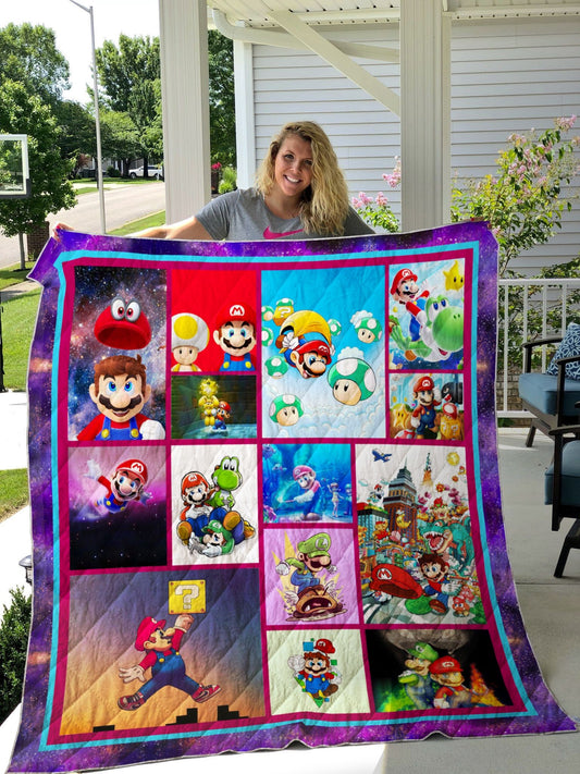 Mario Quilt Mario Mushroom Characters Pattern Quilt Colorful