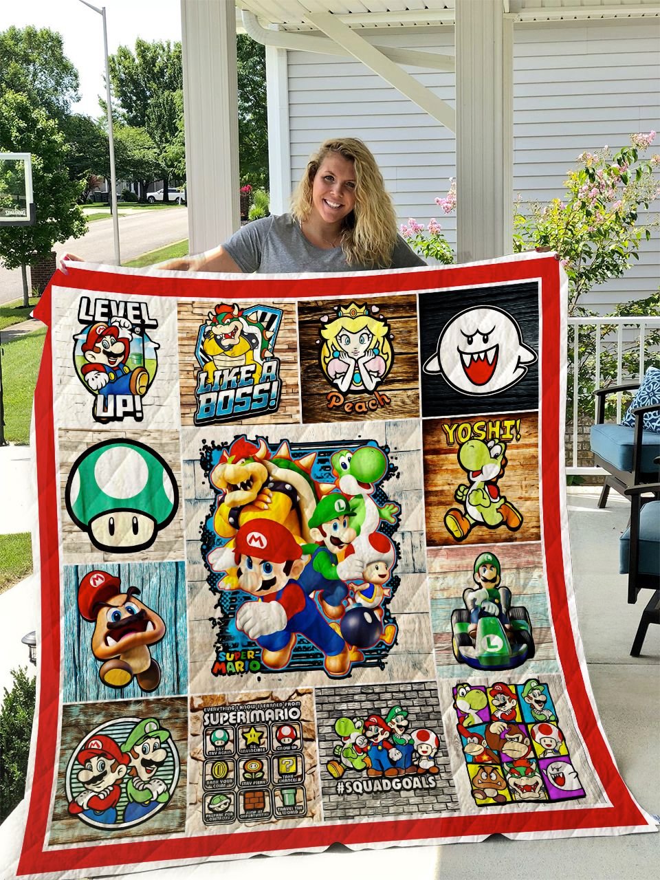 Mario Quilt Super Mario Team Squadgoals Quilt Colorful