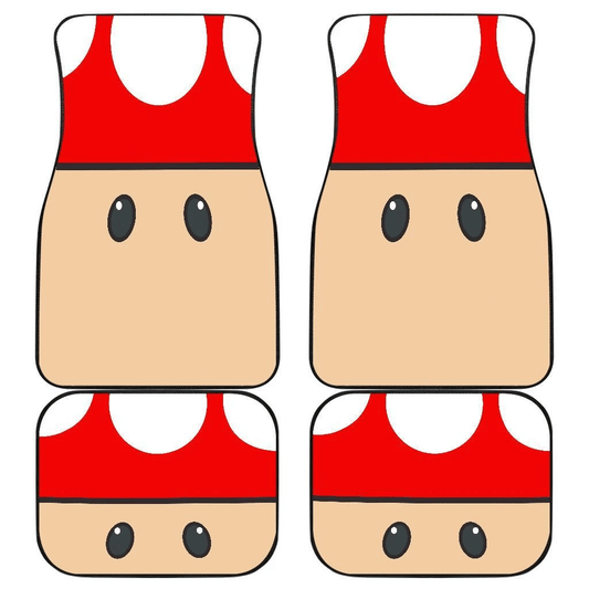 Mario Car Mats Game Character Toad Face Details Pattern Car Floor Mats Red