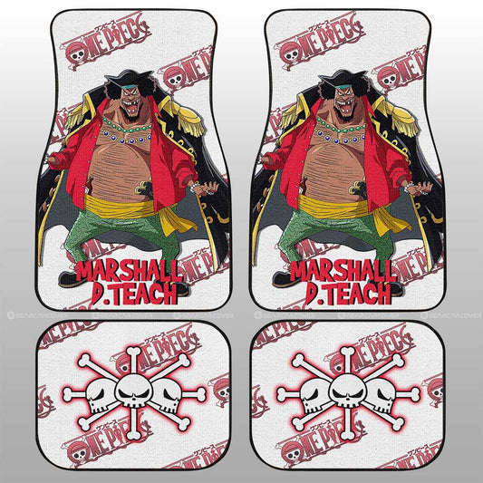 One Piece Car Mats Marshall D Teach Blackbeard And Jolly Roger Graphic Car Floor Mats White Red