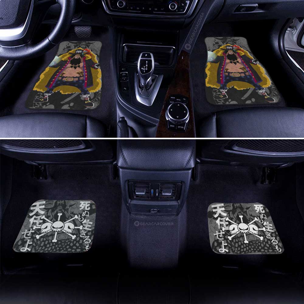 One Piece Car Mats Character Marshall D Teach Manga Pattern Jolly Roger Symbol Car Floor Mats Colorful