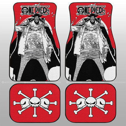 One Piece Car Mats One Piece Blackbeard Graphic Jolly Roger Symbol Car Floor Mats Red White