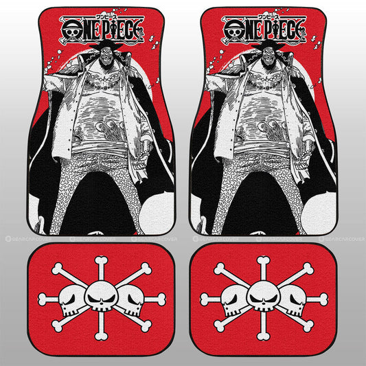 One Piece Car Mats One Piece Blackbeard Graphic Jolly Roger Symbol Car Floor Mats Red White