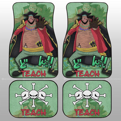 One Piece Car Mats Blackbeard Jolly Roger Symbol Graphic Car Floor Mats Green