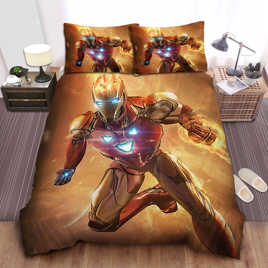 Iron Man Bedding Set MV Iron Man In Flames Duvet Covers Yellow Unique Gift