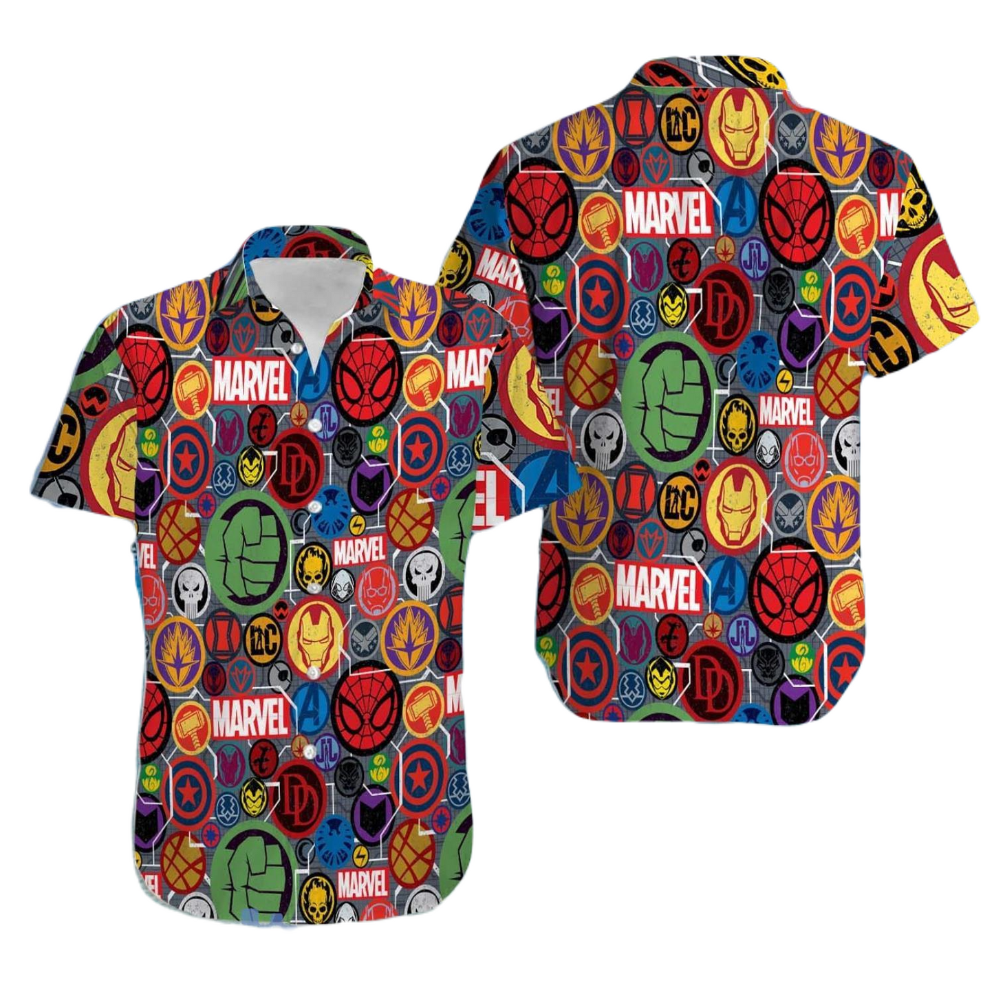 MV Hawaii Shirt MV Hero Character Symbol Pattern Hawaiian Shirt Colorful Unisex
