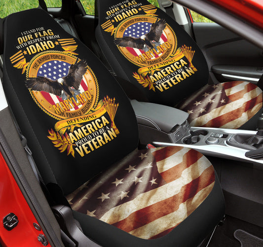 Veteran Car Seat Covers Defending America Proud To Be A Veteran Seat Covers Black Brown