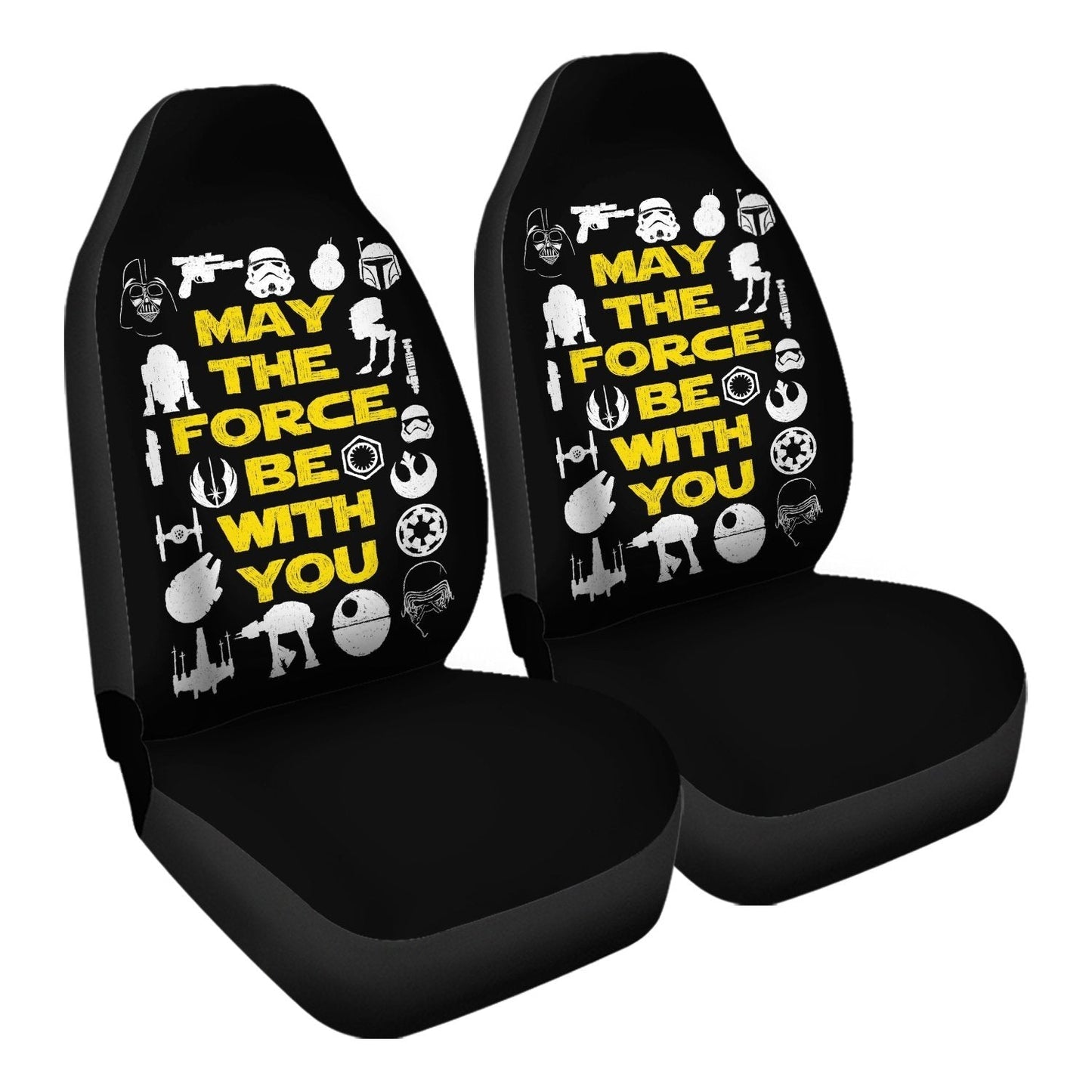 SW Car Seat Covers May The Force Be With You Symbol Pattern Seat Covers Black White