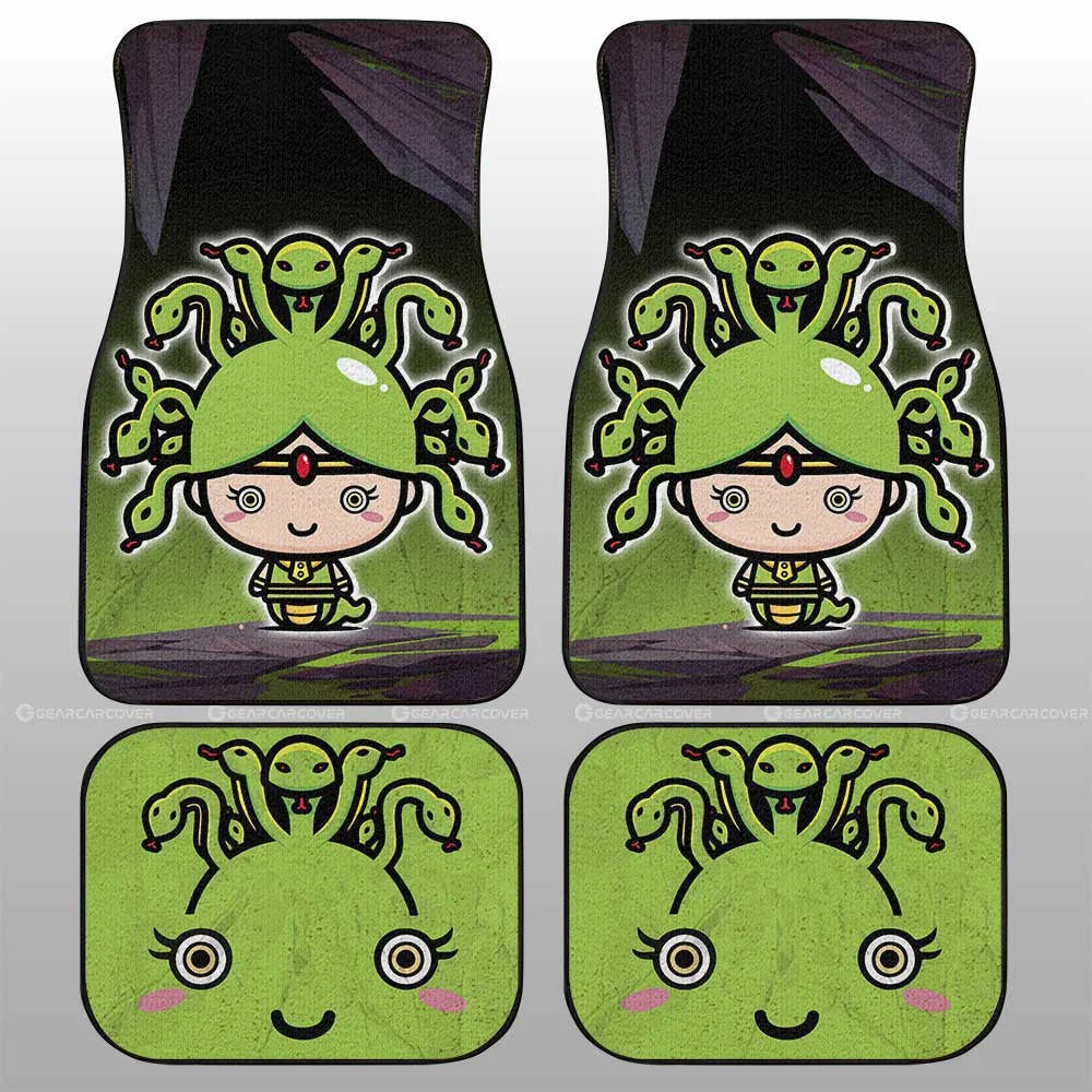 Halloween Car Mats Halloween Character Medusa Face Car Floor Mats Black Green