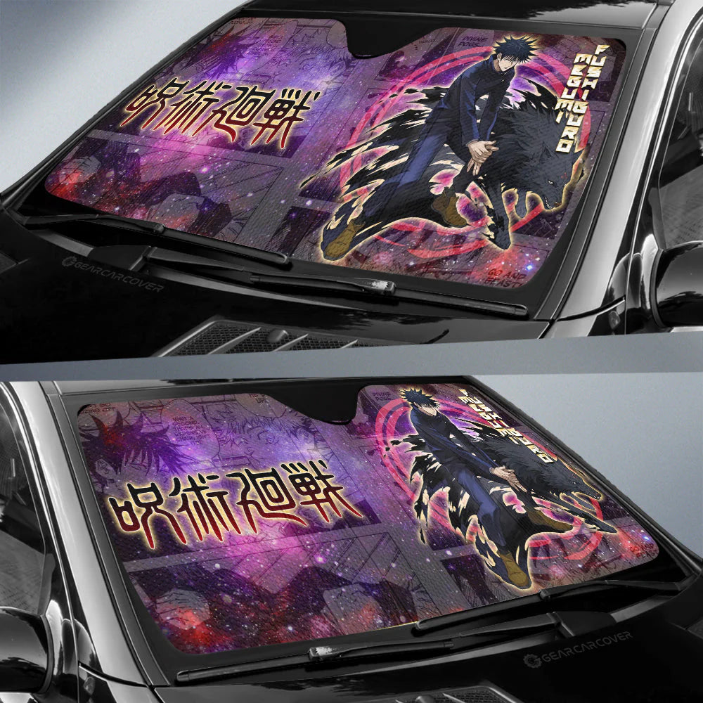 Jujutsu Kaisen Car Sun Shade Megumi Fushiguro Galaxy Manga Pattern Winshield Sun Shade Purple Pink