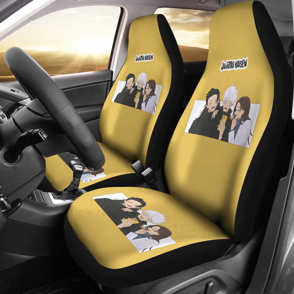 Jujutsu Kaisen Car Seat Covers Satoru Gojo And Friends Graphic Seat Covers Yellow