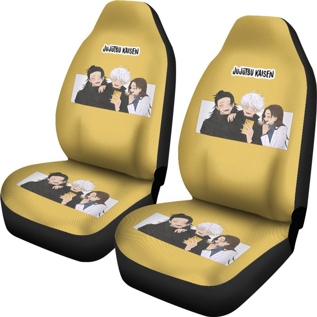 Jujutsu Kaisen Car Seat Covers Satoru Gojo And Friends Graphic Seat Covers Yellow