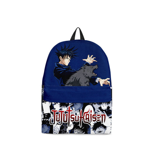 Jujutsu Kaisen Backpack Megumi Fushiguro Manga Pattern Backpacks Blue White