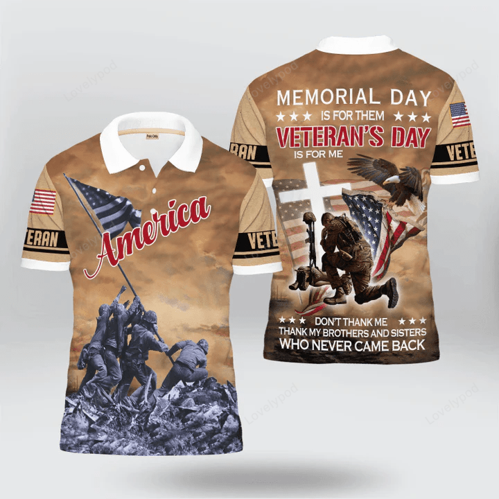 Veteran Polo Shirt Memorial Day Is For Them Boys Polo Shirts Brown
