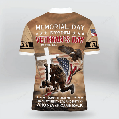 Veteran Polo Shirt Memorial Day Is For Them Boys Polo Shirts Brown