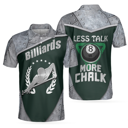 Billard Polo Shirt Billard Less Talk More Chalk Boys Polo Shirts Gray Green