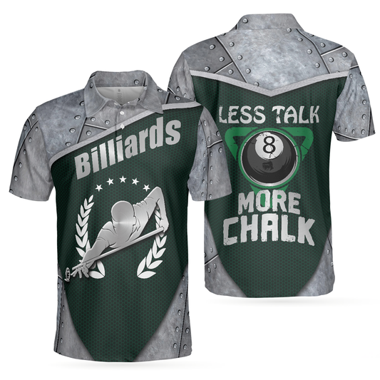 Billard Polo Shirt Billard Less Talk More Chalk Boys Polo Shirts Gray Green