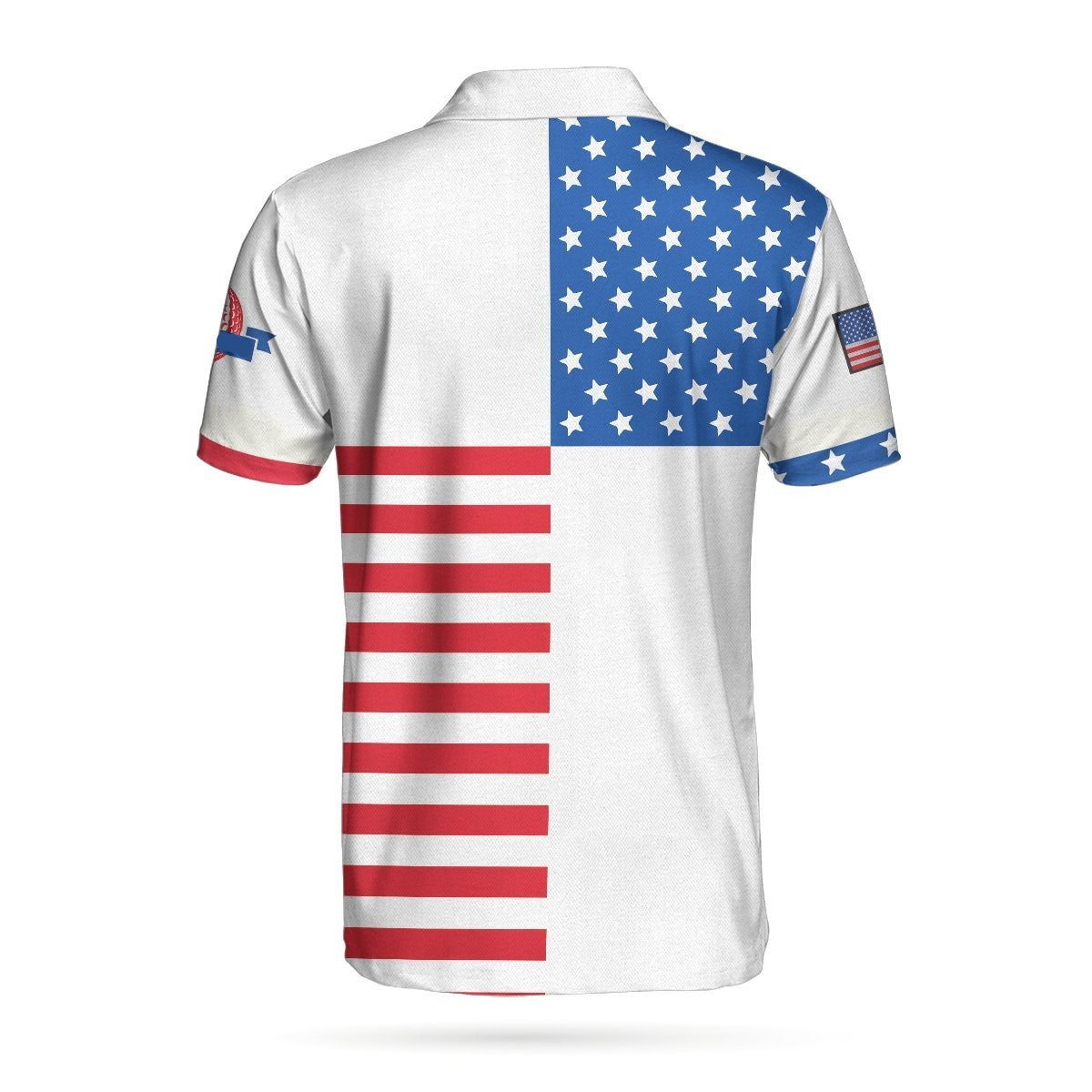 Golf Polo Shirt American Flag Golf Skull Golf Shirts White For Men