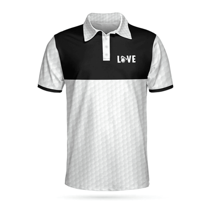 Golf Polo Shirt Love Golf Is My Therapy Golf Shirts Black White For Men