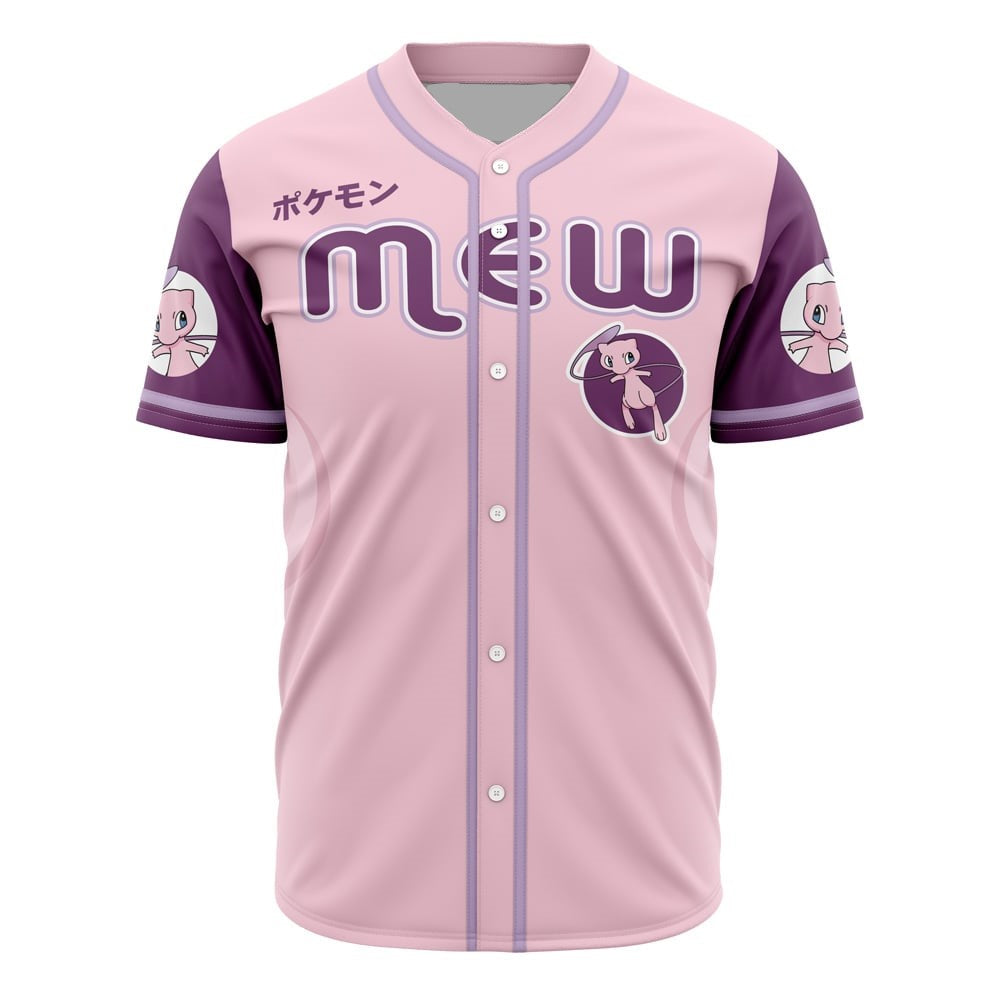 PKM Baseball Jersey PKM Psychic Type Mew Graphic Jersey Shirt Purple Pink Unisex