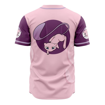 PKM Baseball Jersey PKM Psychic Type Mew Graphic Jersey Shirt Purple Pink Unisex