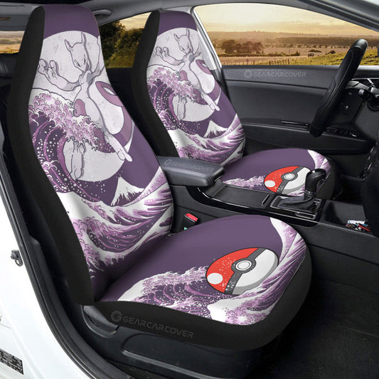 PKM Car Seat Covers PKM Mewtwo The Great Wave Graphic Seat Covers Purple