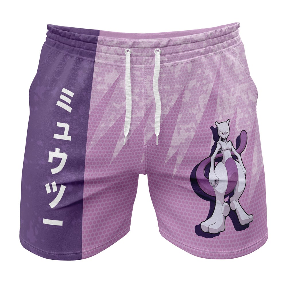 PKM Shorts PKM Mewtwo Classic Graphic Beach Shorts Purple