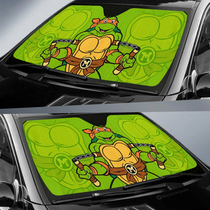 TMNT Car Sun Shade Ninja Turtles Michelangelo Graphic Winshield Sun Shade Green Orange